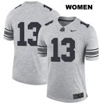 Women's NCAA Ohio State Buckeyes Rashod Berry #13 College Stitched No Name Authentic Nike Gray Football Jersey KW20O04TO